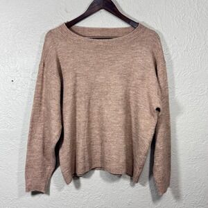 Woolen Bloom Sweater Lg Pullover Tan Old Money Minimalist Quiet Luxury Neutral